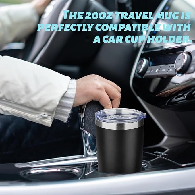 ATIKZHE 20oz Tumbler with Straw and Brush, Stainless Steel Vacuum Insulated tumbler, Double Wall Insulated Coffee Tumbler for Outdoor, Home, Travel,Office (Black,1pcs)