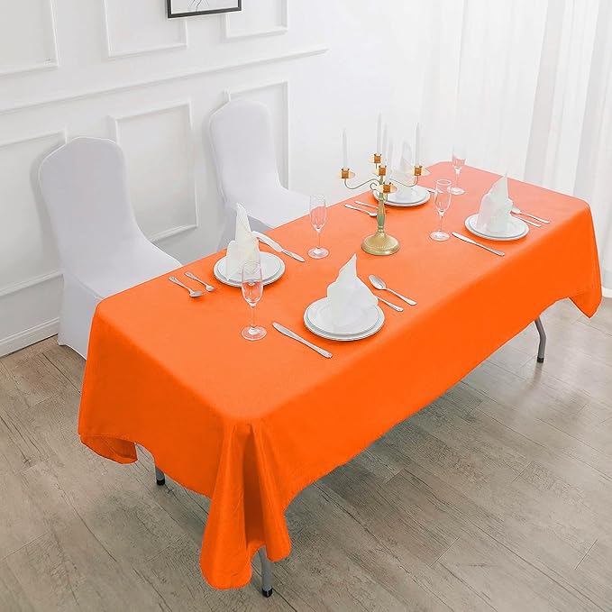 Cupuamon Rectangle Tablecloth 60x120 inch Washable Polyester Fabric Table Cloth for Wedding Party Dining Banquet Decoration（60x120, Orange）