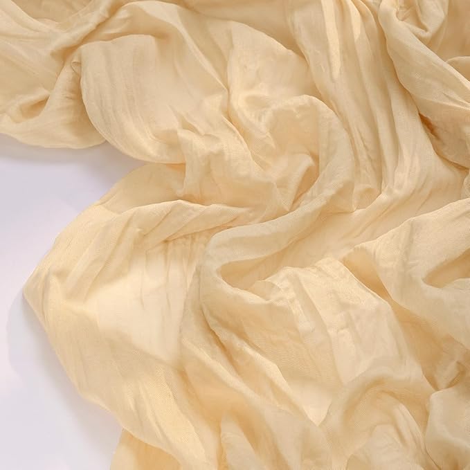 Socomi 10pcs Gold Champagne Cheesecloth Table Runner Boho Rustic Gauze 120 inch 10FT Cheese Cloth Runner for Wedding Party Baby Shower Birthday Home Decor Holiday Decorations
