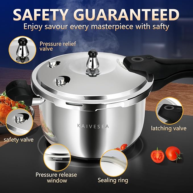 Pressure Cooker Stainless Steel pressure cooker 8 qt Commercial Stove Top Pressure Cooker Pot, Compatible with Gas & Induction Cooker 8+ qt for canning stainless steel