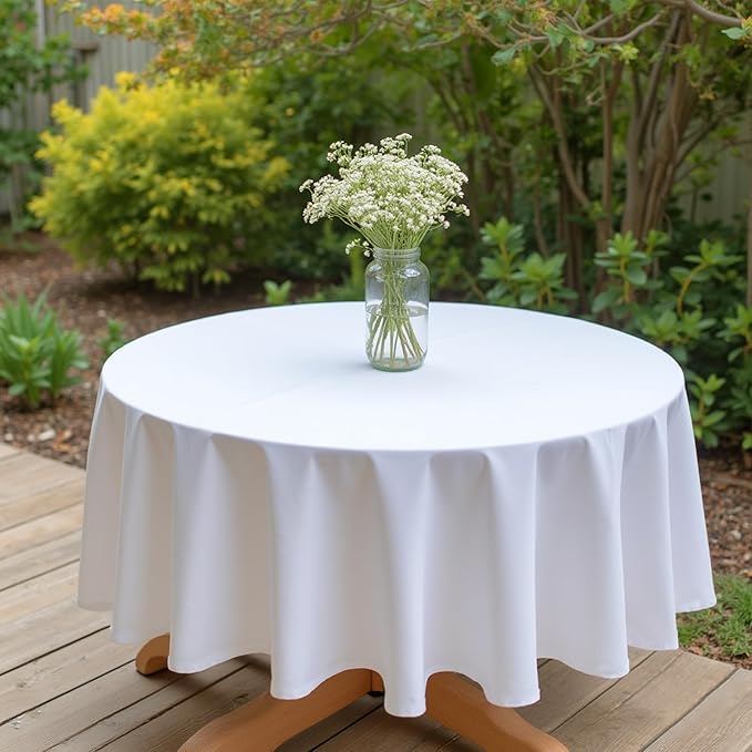 sancua White Round Tablecloths 70 Inch, 6 Pack - Circle Fabric Cloth Table Cloths for Wedding Party Banquet Birthday, Washable Polyester Table Cover (Fit 20-58 Inch Tables)