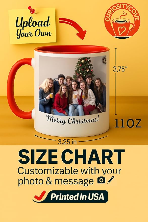 Personalized Coffee Mug | Custom Photo, Text, or Logo Cup (11oz, Red Rim, Inner, and Handle) |Dishwasher & Microwave Safe |Unique Gift for Men & Women ?밫aza Personalizada