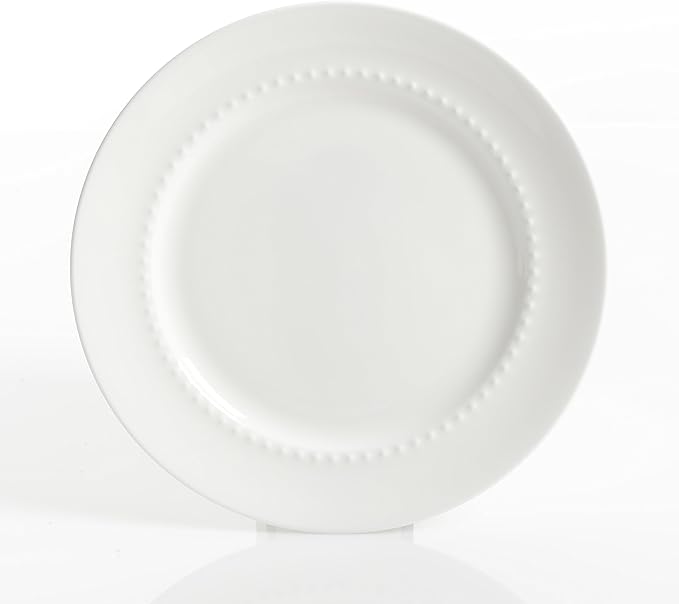 Gibson Elite Embossed Bone China 16-Piece Double Bowl Dinnerware Set, Service for 4 ??White Elegant Plates and Bowls