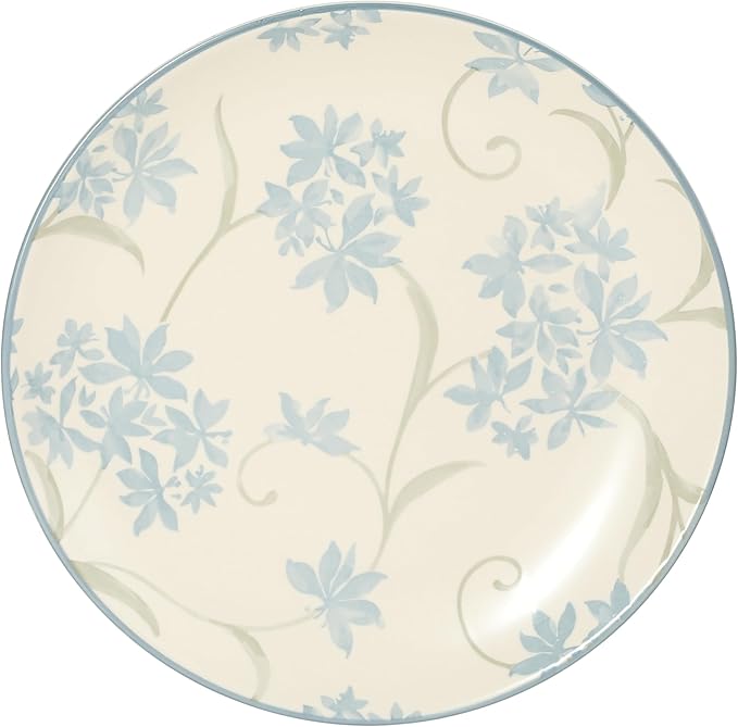 Gibson Home Admiral Hall 12-Piece Matte Stoneware Dinnerware Set ??Dinner Plates, Salad Plates & Bowls with Blue Floral Pattern, Durable Everyday Dish Set, Microwave & Dishwasher Safe