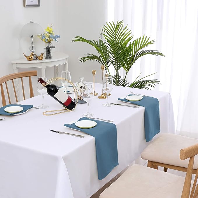 H.VERSAILTEX Cloth Napkins Set of 12 (18" X 18") Linen Textured Dinner Napkins Waterproof Extra Soft Thick Durable Reusable Napkins with Hemmed Edges for Dinners, Weddings and Everyday Use, Ink Blue