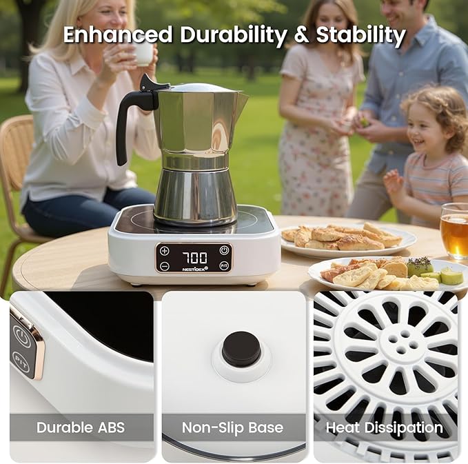 Mini Induction Cooktop 700W, 120V Portable Single Induction Burner ??Compact Electric Hot Plate for Small Kitchens, Travel, RV, Camping ??Quick Heat for Coffee, Tea, Flameless, Easy-Clean