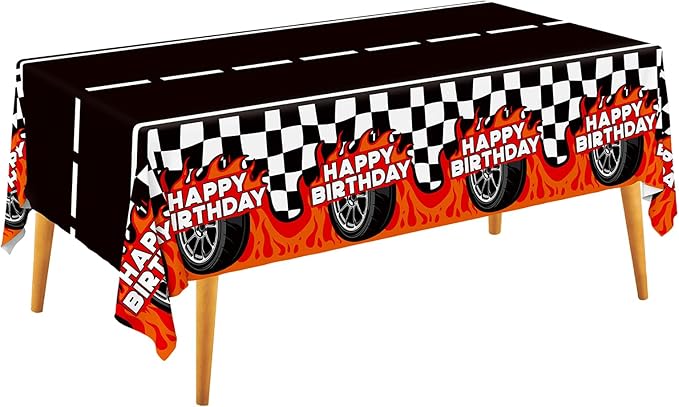 Gatherfun Car Birthday Decorations Kit: Car Theme Party Supplies, Includes 2-Pack Racing Car -Themed Tablecloths for Kids & Boys' Racing Car Birthday, Disposable Table Covers 54 x 108 Inch