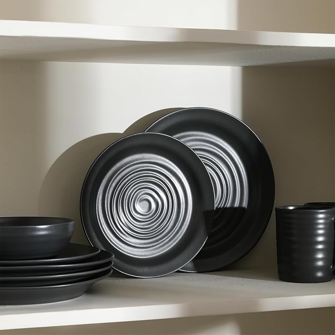 Stone Lain Orbit 24-Piece Dinnerware Set Stoneware, Charcoal