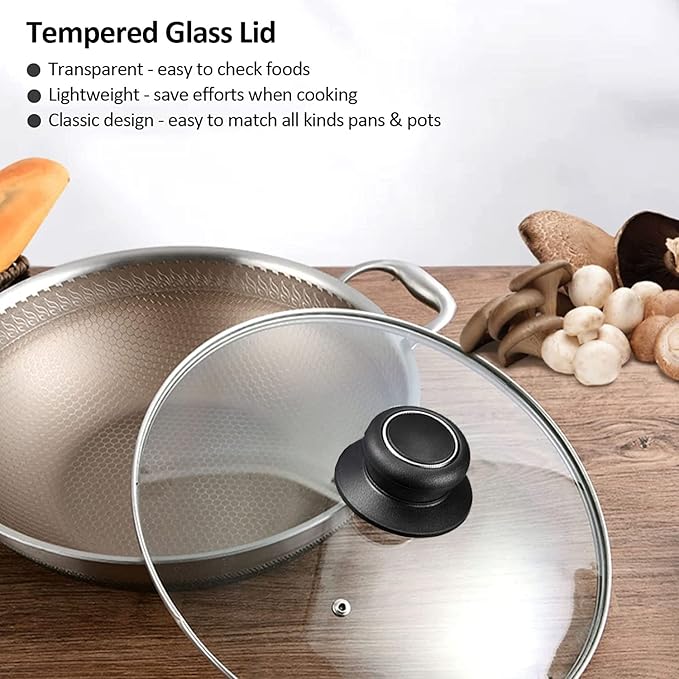 10 Inch Pan Lid 10??Tempered Glass Pot Lid for Cast Iron Skillets, Pans, Frying Pan, Pots and Wok, Heat Resistant Handle