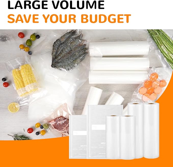 All-in-One Variety Pack Vacuum Sealer Bags & Rolls ??50x 6''x10'', 70x 8''x12'', 2 Rolls 11''x20', 2 Rolls 8''x20' ??Premium Commercial-Grade for Food Storage, Meal Prep, & Sous Vide, Wevac