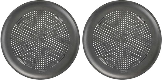 GoodCook AirPerfect Nonstick 16??Pizza Pan - Set of 2 - Pizza Trays for Oven, Perforated Round Pizza Pan, Carbon Steel Baking Pan, Homemade, Frozen & Leftover Slices