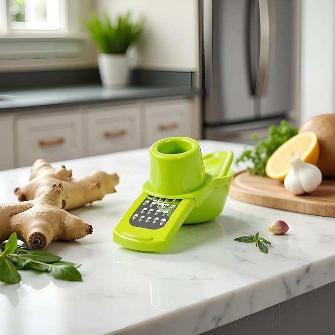 Mini Multifunction Garlic Ginger Grater Tool,Nutmeg Grinder,Kitchen Manual Fruit Vegetable Nuts Chopper Grinder,Graters Peeling,Grating and Slicing Tools (Green)