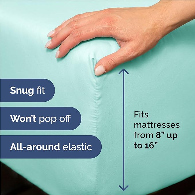 Twin XL 4 Piece Sheet Set - Cooling & Breathable Bed Sheets - Hotel Luxury Bed Sheets for Women, Men, Kids & Teens - Bedding w/Deep Pockets & Easy Fit - Soft & Wrinkle Free - Twin XL Spa Blue Sheets