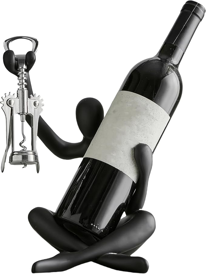 XINXUAN Modern Wine Bottle Holder, Resin Hollow-Out Design Decorative Wine Rack(Black)