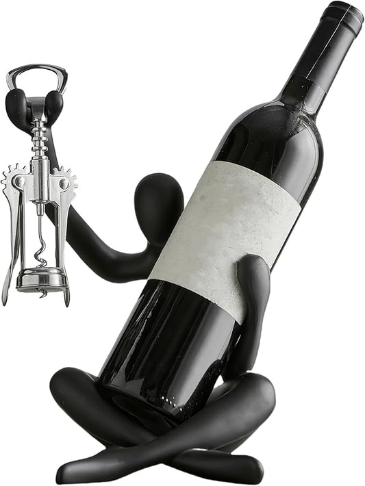 XINXUAN Modern Wine Bottle Holder, Resin Hollow-Out Design Decorative Wine Rack(Black)