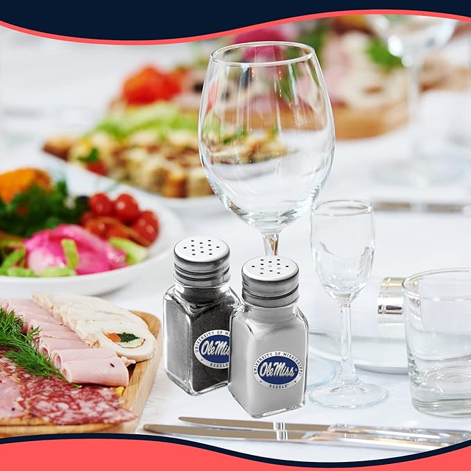 Heritage Pewter Mississippi Ole Miss Salt and Pepper Shaker Set of 2 Bottles | Expertly Crafted Pewter Glass