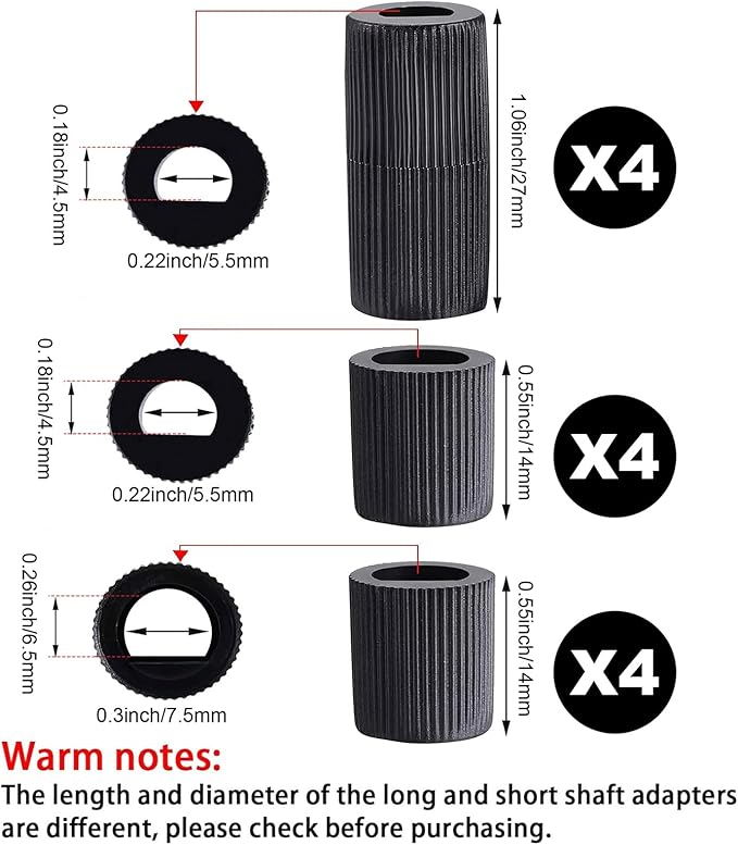 Jetec 4 Pack Control Knobs Replacement with 12 Adapters for Oven/Stove/Range, Please Check Carefully Whether The Dimensions in Figure Match(Black)