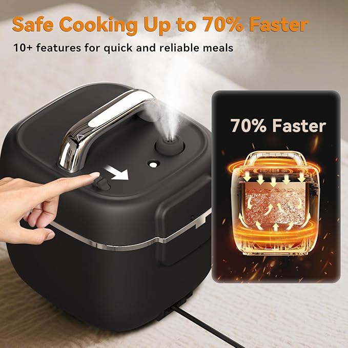 Fullwill Electric Pressure Cooker Lite, Slow Cooker, Rice, Saut챕, Warmer, Olla de Presion Nonstick Pot 3 Quarts