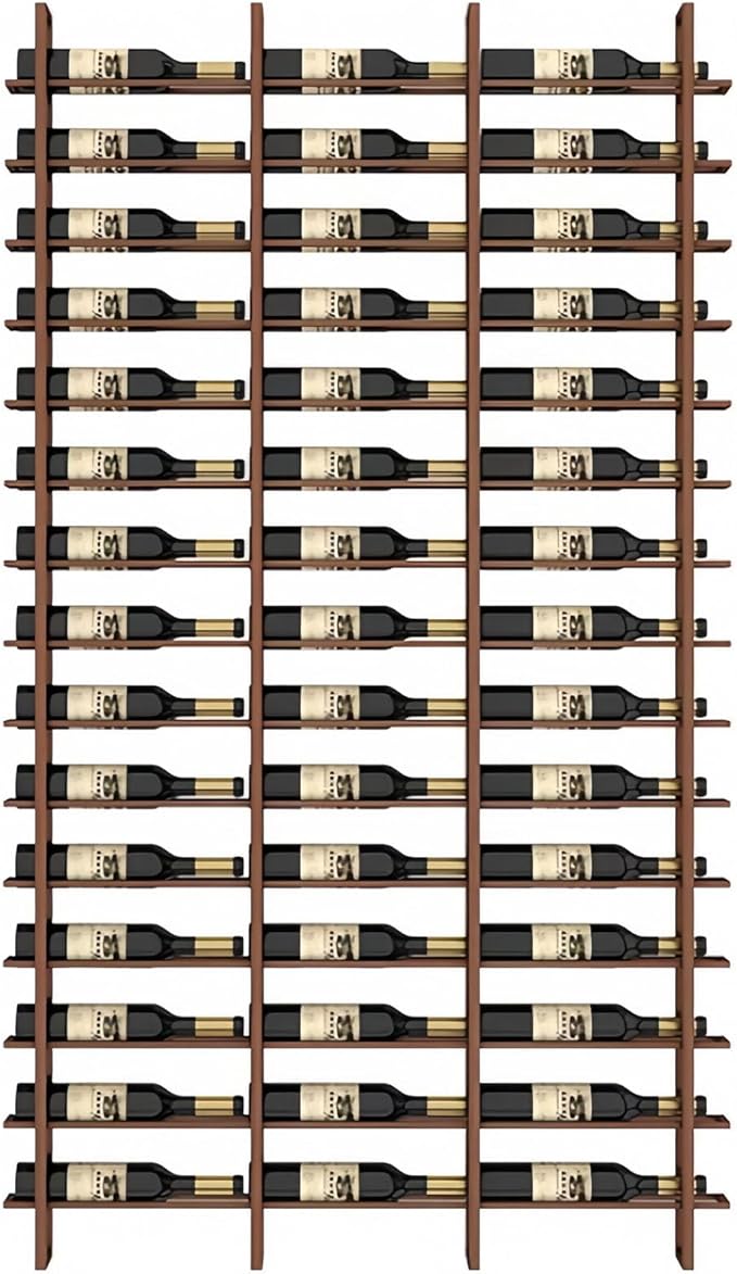 45-Bottle 3-Column Wall-Mounted Wine Rack, Brown Metal Wine Bottle Holder with Vertica Design, Space-Saving Wine Storage Shelf for Home Bar, Kitchen, Restaurant & Cellar(45 Bottles, 45.67" W)