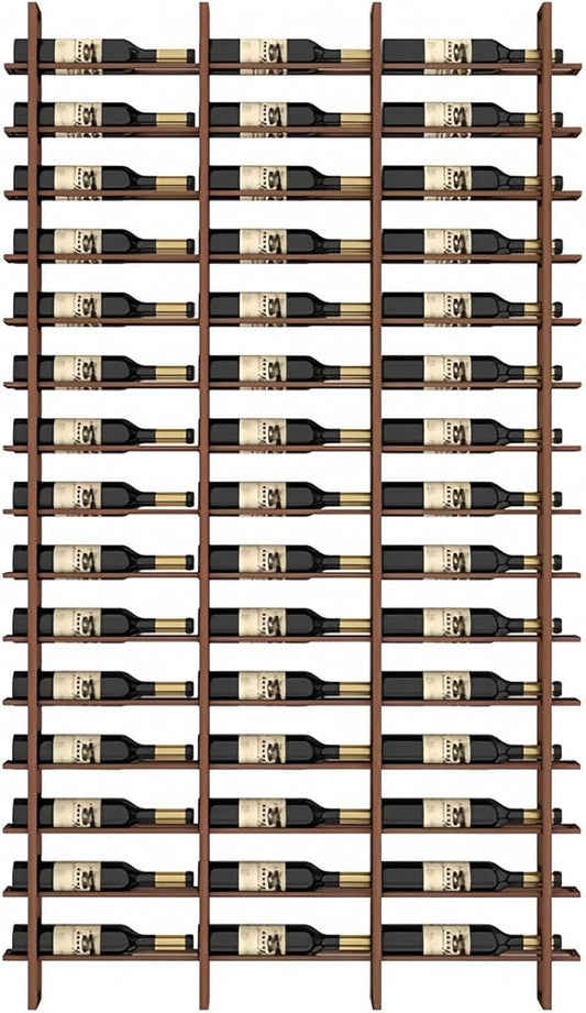 45-Bottle 3-Column Wall-Mounted Wine Rack, Brown Metal Wine Bottle Holder with Vertica Design, Space-Saving Wine Storage Shelf for Home Bar, Kitchen, Restaurant & Cellar(45 Bottles, 45.67" W)
