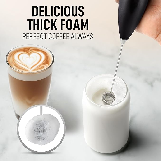 Zulay Kitchen Double Whisk Milk Frother ??Handheld Foam Maker for Coffee, Lattes, Matcha, Hot Chocolate & Cappuccinos ??Whip Creamy Froth in Seconds, Portable & Easy to Use