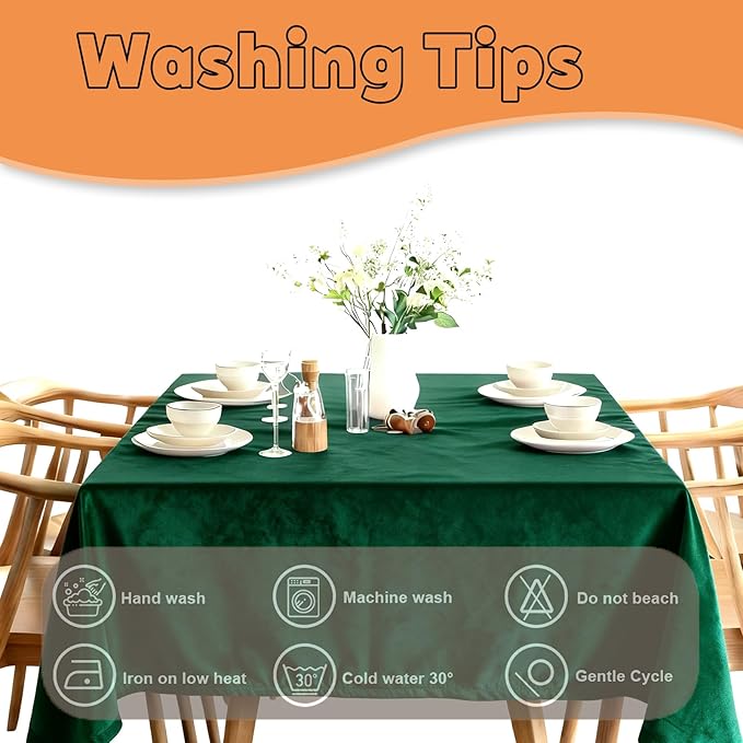 TWINPRET Rectangle Tablecloth 60 x 102 Inch, Green Waterproof Washable Polyester Table Cloth - Stain & Oil Resistant Rectangular Table Cover for Banquet & Party (Fits 6 Foot Tables) [2 Pack]