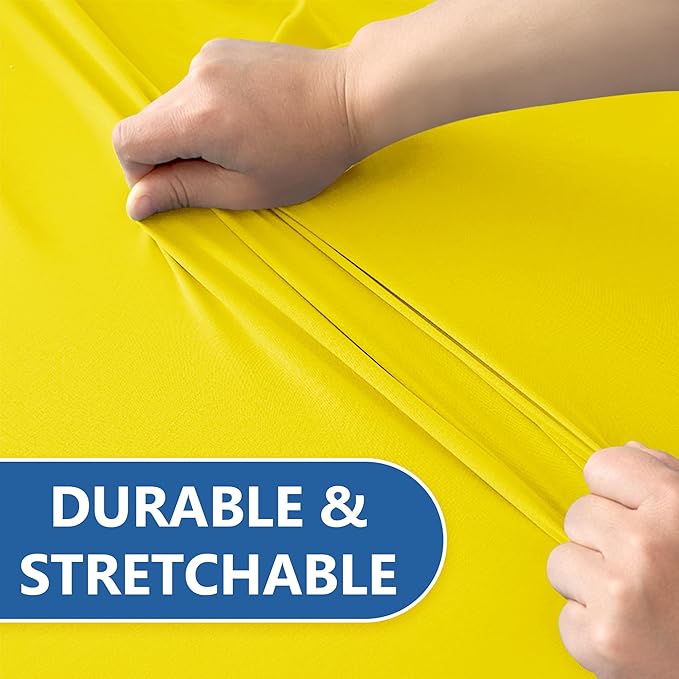 Enjoyidea Fitted Stretch Table Cover for 6 Foot Rectangle Tables-8 Pack Yellow Spandex Tablecloth-Elastic Folding Tablecloths for Party, Vendor Booth Display, Banquet Buffet Event, Craft Trade Show