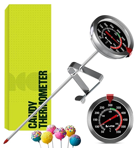 Candy Thermometer with Pot Clip - Deep Fry Oil Thermometer for Frying and Candle Making - Black