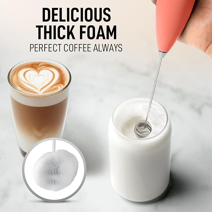 Zulay Kitchen Double Whisk Milk Frother ??Handheld Foam Maker for Coffee, Lattes, Matcha, Hot Chocolate & Cappuccinos ??Whip Creamy Froth in Seconds, Portable & Easy to Use