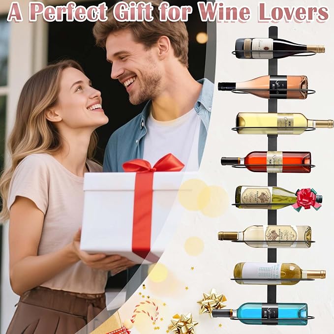 Wine Rack Wall Mounted: 16 Bottles Wine Bottle Holder Hanging Bar Liquor Storage Organizer of Cabinet Kitchen - Designed for SpaceSaver (16 Bottles)
