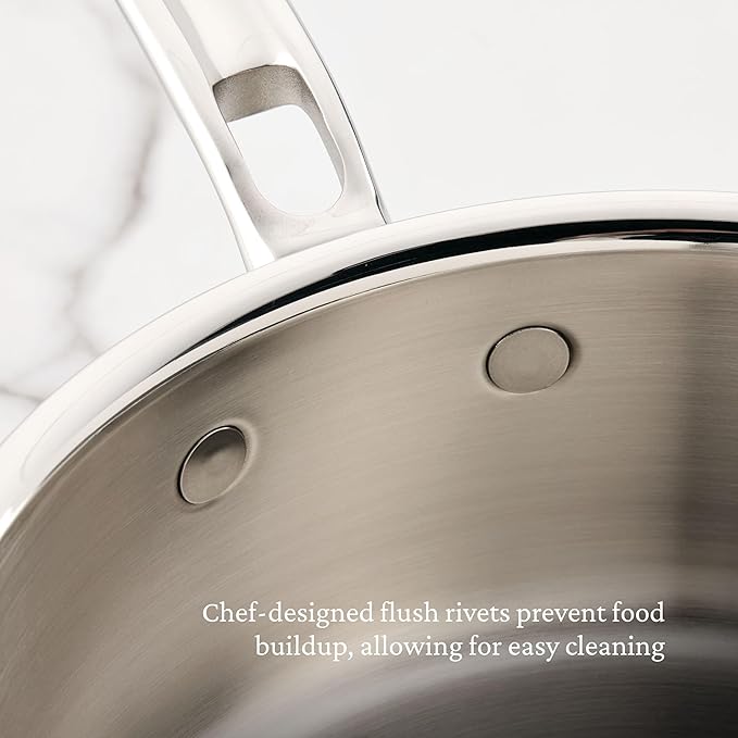 Hestan ProBond Luxe 1.5-Quart Saucepan with Lid, Professional Clad Stainless Steel, ProCore Tri-Ply Clad Construction, Polished Exterior, Induction & Oven Safe