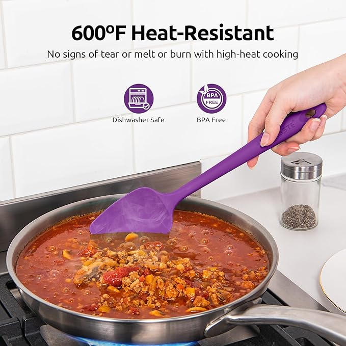 U-Taste Heat Resistant Silicone Spatula - 600쨘F Hot-Proof Food Grade Kitchen Baking Bowl Scraper, Flexible and Sturdy Rubber Cooking Utensil for Mixing Scraping in NonStick Cookware (4 Pcs, Colorful)