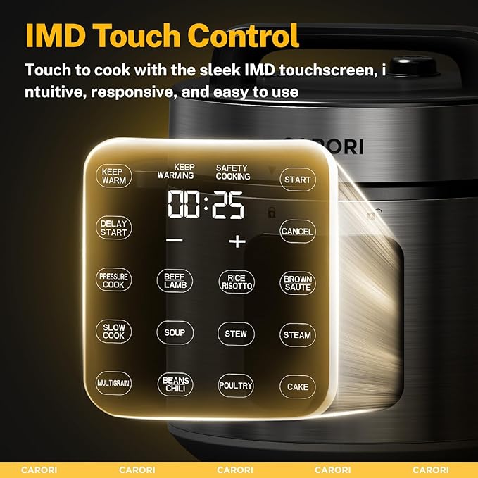 9-in-1 Electric Pressure Cooker, 1000W Instant Multi-Cooker with IMD Touchscreen, Olla de Presion, Non-Stick Pot, Rice Cook, Slow Cook, Steamer, Saut챕, Warmer, Safe Venting, Silver 8 Qt