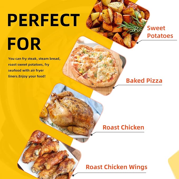 Katbite 200Pcs 8.5 inch Air Fryer Parchment Paper Liners, Unbleached Air Fryer Paper Liners Disposable竊똍on-Stick & Heavy Duty Square Perforated Parchment Paper for Steamer, Oven, Air Fryer
