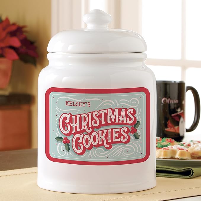 Let's Make Memories Personalized Christmas Cookie Jar - For Her - Kitchen Christmas D챕cor