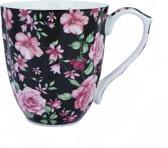 14oz Bone China Coffee Mugs for Women Floral Coffee Mug Tea Cups Novetly Coffee Cups Gift for Women Mom Friends