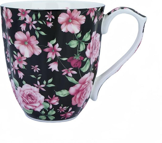 14oz Bone China Coffee Mugs for Women Floral Coffee Mug Tea Cups Novetly Coffee Cups Gift for Women Mom Friends