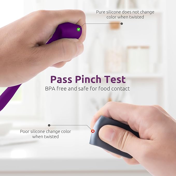 U-Taste Skinny Silicone Jar Spatula: 600쨘F Heat-Resistant Food-Grade 10in Long Narrow Sourdough Stirring Stick, Seamless Flexible Peanut Butter Spreader for Scraping Icing Bread Cream, Jam (Purple)