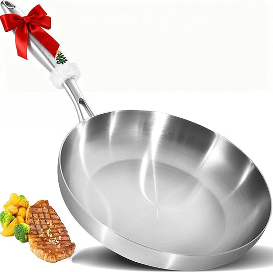 LOLYKITCH 12 Inch Tri-Ply Stainless Steel Frying Pan ??Professional Skillet Fast & Even Heating, Induction & Oven Safe up to 500째F, Durable Cookware for Modern Home Kitchens, Detachable Handle