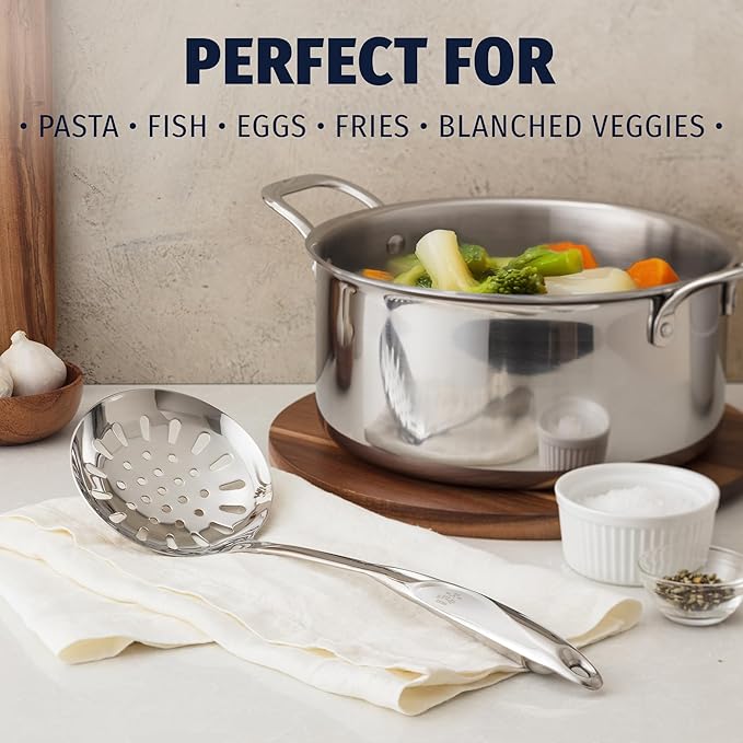 Zulay Kitchen Stainless Steel Slotted Spoon - 14.5??Large Skimmer Frying Spoon for Draining & Serving - Heat-Resistant, Rust-Proof & Dishwasher Safe Kitchen Utensil for Everyday Use