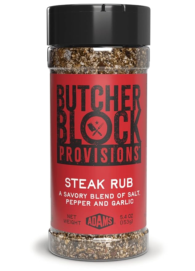 Butcher Block Provisions - Steak Rub - Savory Salt, Pepper & Garlic Blend - Bold Seasoning with Red Pepper, Dill & Paprika for Steaks - 5.4 oz