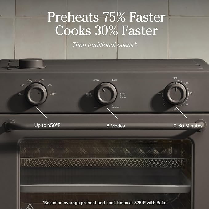 Our Place Large Wonder Oven | 6-in-1 Stainless Steel Air Fryer Toaster Oven Combo with Basket, Rack, Pan & Tray | 3-Rack, 32 QT, Large Capacity - Toast, Roast, Bake, Reheat, Broil & Steam | Char