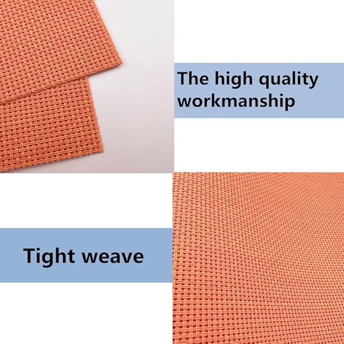 WAZAIGUR Placemats,Easy to Clean Crisscross Woven Vinyl Place Mats Durable Non-Slip Heat Resistant Table Mats,Placemats for Kitchen Table (Orange, 6)