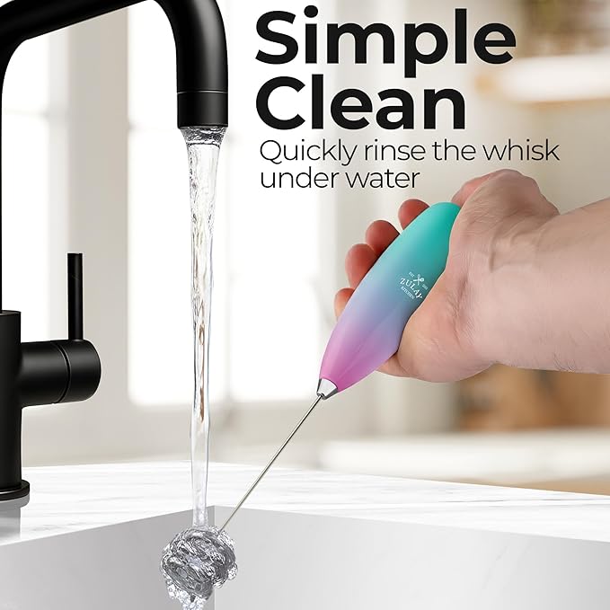Zulay Kitchen Patented Tornado Triple Whisk Milk Frother with 4 Duracell Batteries ??Handheld Foam Maker for Coffee, Lattes, Matcha & Hot Chocolate ??Rich, Creamy Froth in Seconds