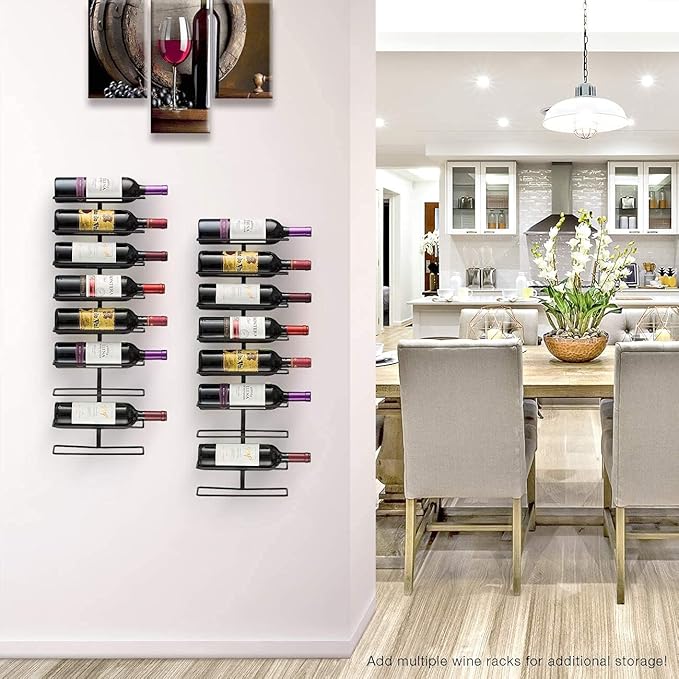Sorbus Wall Mount Wine Rack 3-Pack ??Holds 9 Bottles Each ??Black Metal Wine Bottle Holders for Wall, Modern Wine Rack for Home Bar, Kitchen