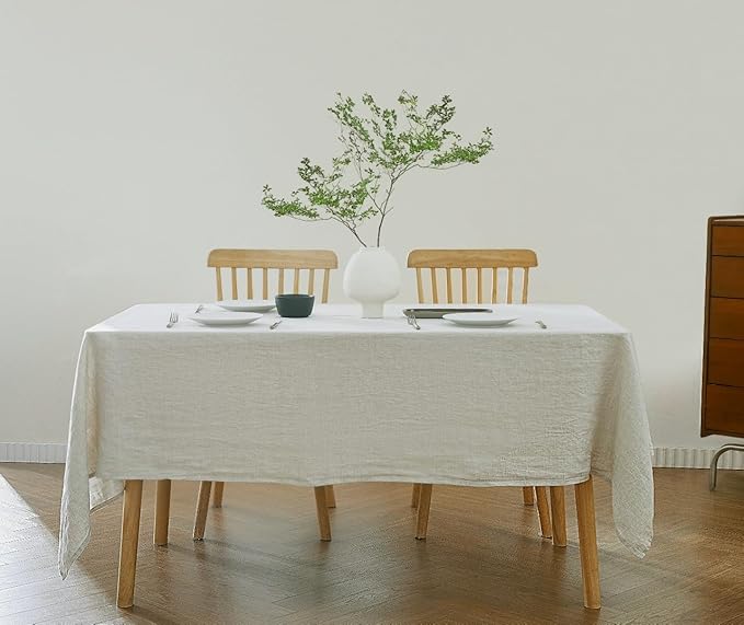 AORISSI 100% French Flax Linen Tablecloths Rectangle 120Lx60W Inch for Dinners, Parties, Easter, Halloween, Camping, Stone Washed, Textured, Machine Washable, 10-12 Sets (60''x120'', Natural Linen)
