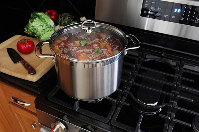 Chantal Induction 21 Steel Stockpot with Glass Tempered Lid (8-Quart)