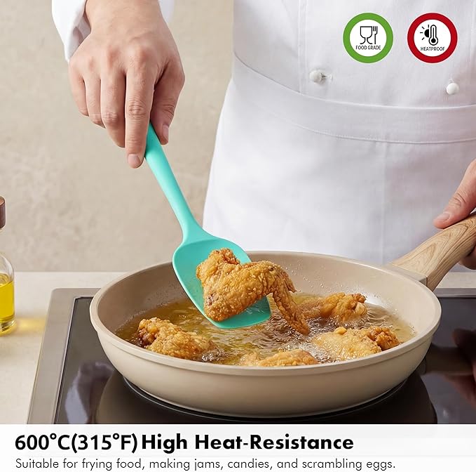 2 Pieces Silicone Spatula Set: Ironberry 600쨘F Heat Resistant Food Grade Cooking & Baking Utensils, Kitchen Flexible Nonstick Rubber Scraper for Scraping, Mixing, Scrambling, Flipping (Aqua Sky)