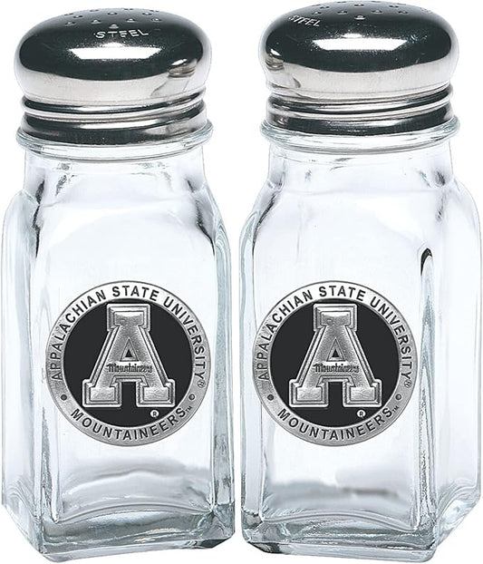 Heritage Pewter Appalachian State University Salt and Pepper Shaker Set of 2 Bottles | Expertly Crafted Pewter Glass