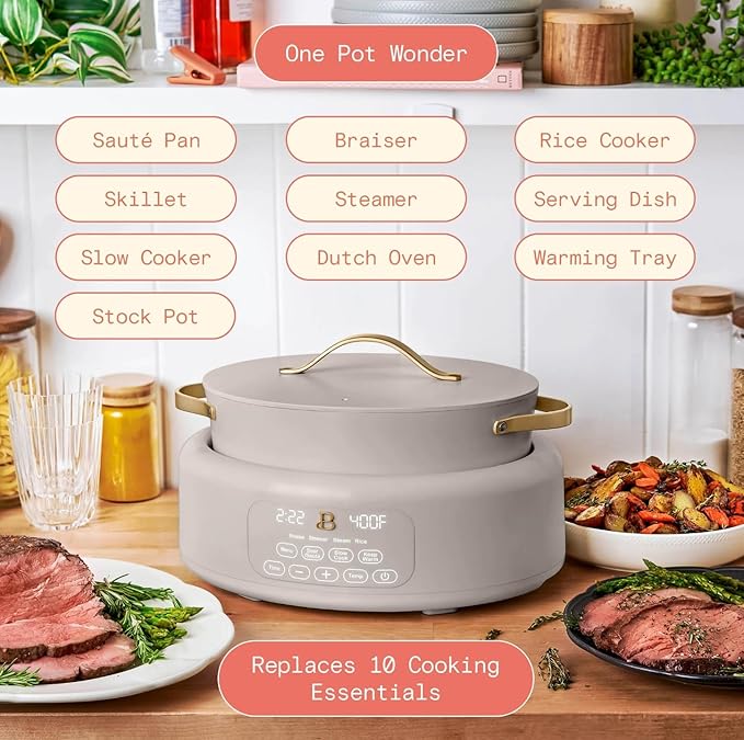 Beautiful 10-in-1 6 Qt Multi-Cooker with LED Digital Display ??Multi-Function Appliance for Rice, Steam, Slow Cook, Sear, Roast & Daily Meals, Nonstick Pot, Space-Saving Solution for Kitchen Cooking